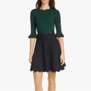 Ted Baker knit dress. Navy and green size 3
